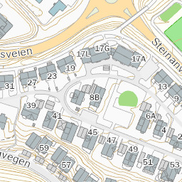 kart som viser postens hentesteder innleveringssteder og rode postkasser
